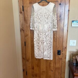 JS Collection Soutache Embroidered Midi Dress Rose Gold Size 10